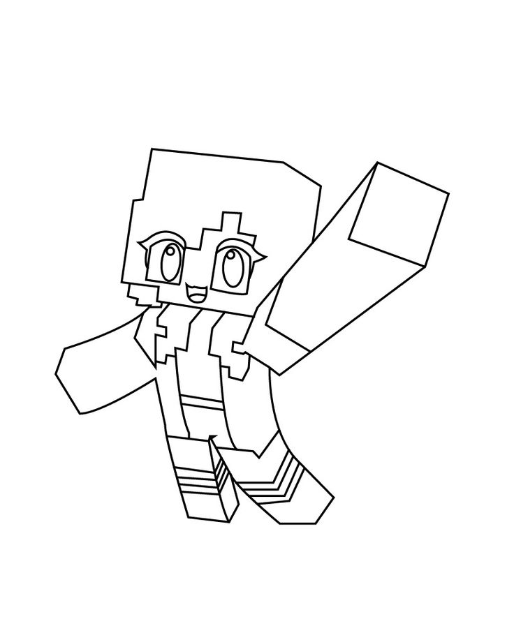 Desenho da Alex do Minecraft, com seu visual em blocos e olhos expressivos, pronta para ser colorida e ganhar vida nova.