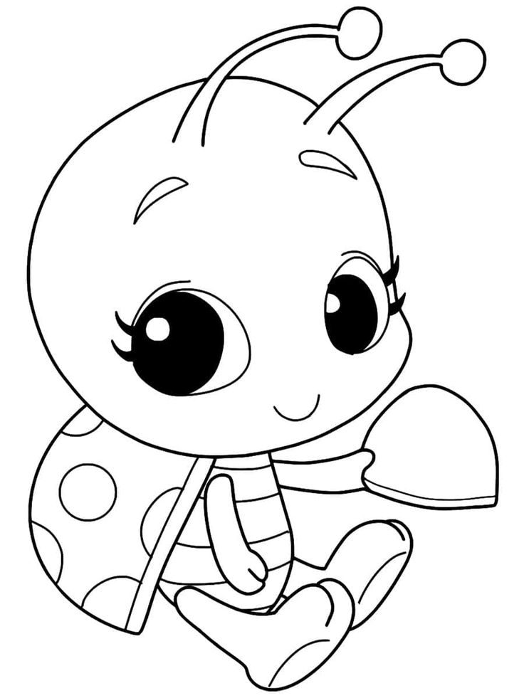 Desenho infantil de uma joaninha muito fofa, chama ana, para imprimir e colorir
