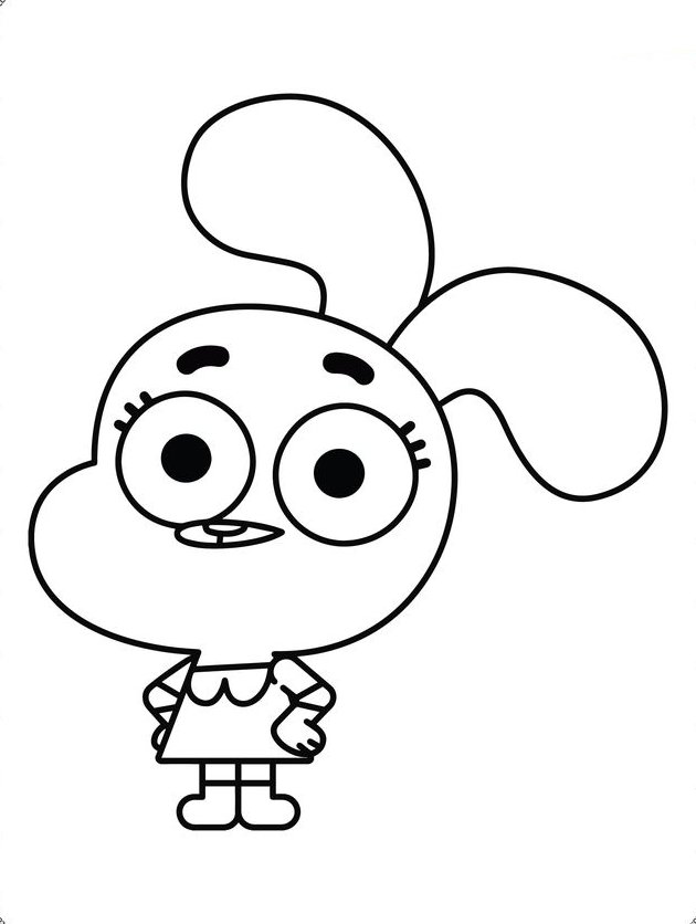 Desenho da personagem Anaís, do desenho O Incrível Mundo de Gumball, para colorir e imprimir.