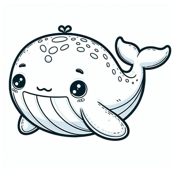 Desenho da baleia Walley, uma baleia muito simpática, para imprimir