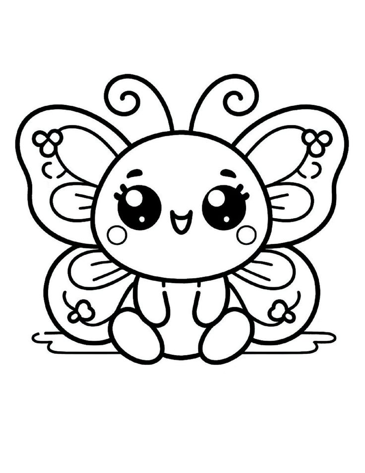 Desenho infantil de uma borboletinha muito fofa para imprimir e pintar