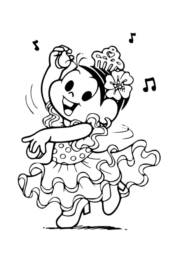 Desenho para colorir da Monica fantasia de Carnaval Tami Miranda