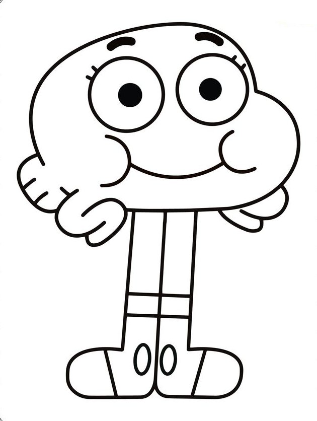 Desenho do personagem Darwin de 'O Incrível Mundo de Gumball' para colorir.