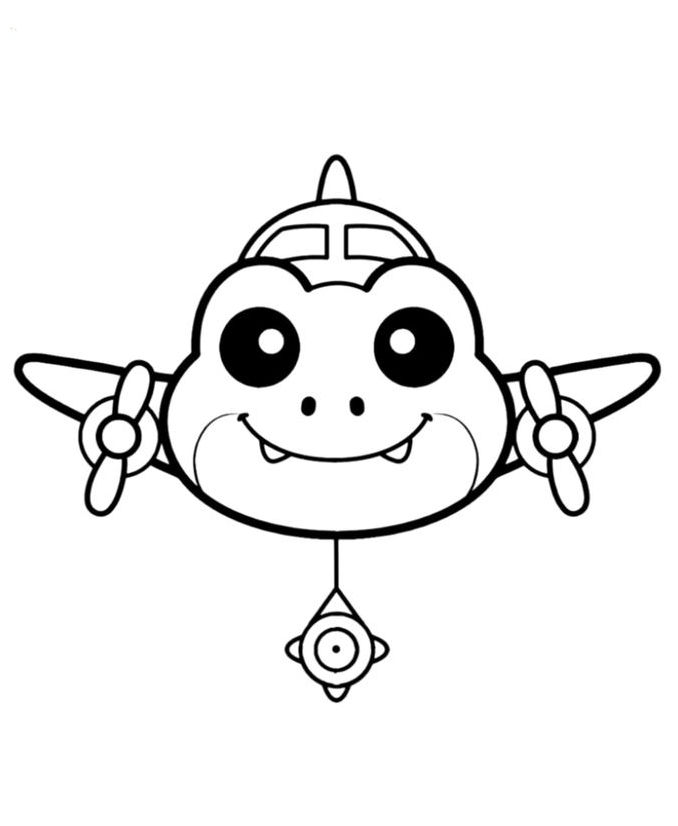 Desenho para colorir dos famosos Brainrot italianos: Bombardiro Crocodilo, em sua versão kawaii