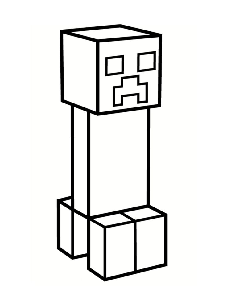 Creeper do Minecraft para colorir. Desenho em estilo cartoon com traços geométricos e blocos, ideal para crianças e fãs do jogo.