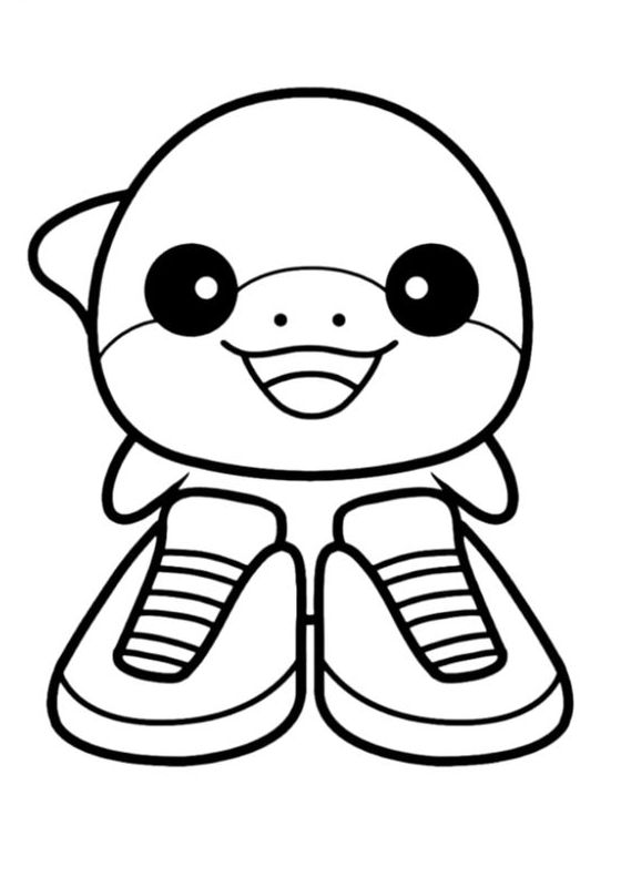 Desenho para colorir dos famosos Brainrot italianos: Tralalero Tralala, em sua versão kawaii