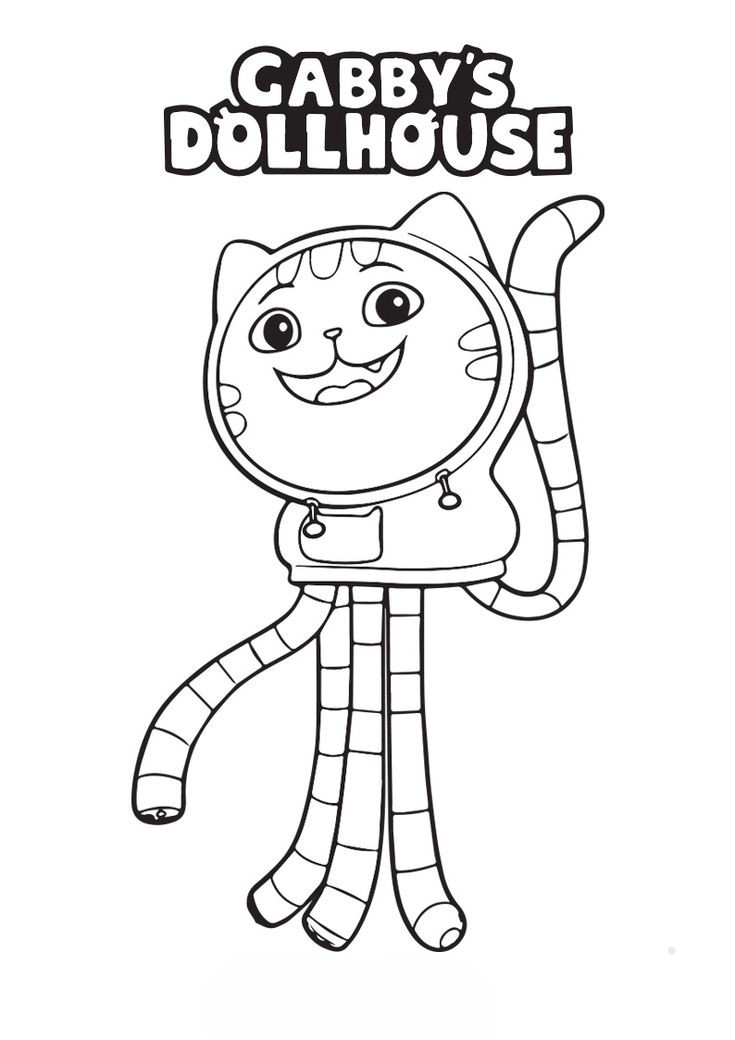 Desenho do personagem DJ Risonho da série para crianças Gabby's Dollhouse, pronto para colorir e imprimir