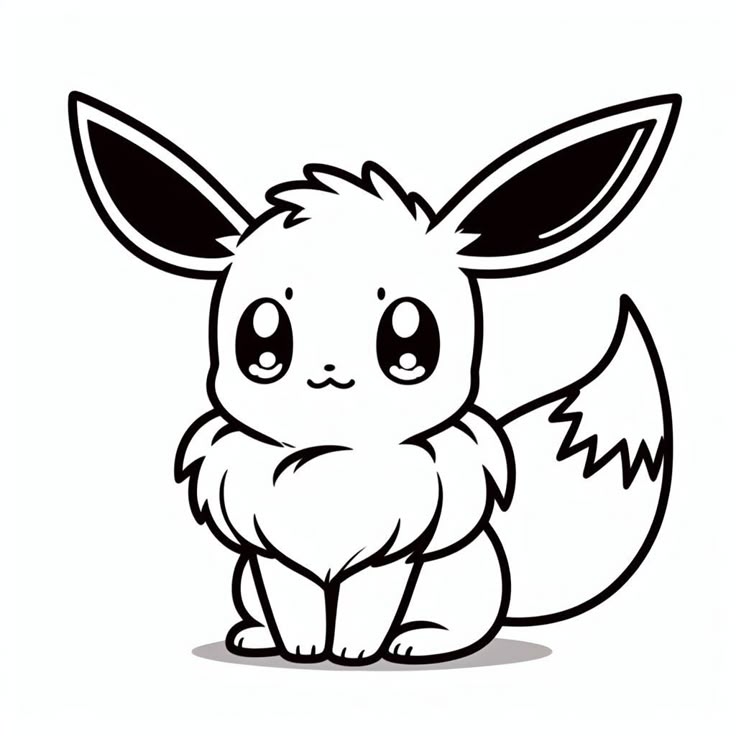 Desenho para imprimir e colorir do pokémon Eevee, um dos pokémon mais queridos pelos fãs do anime.