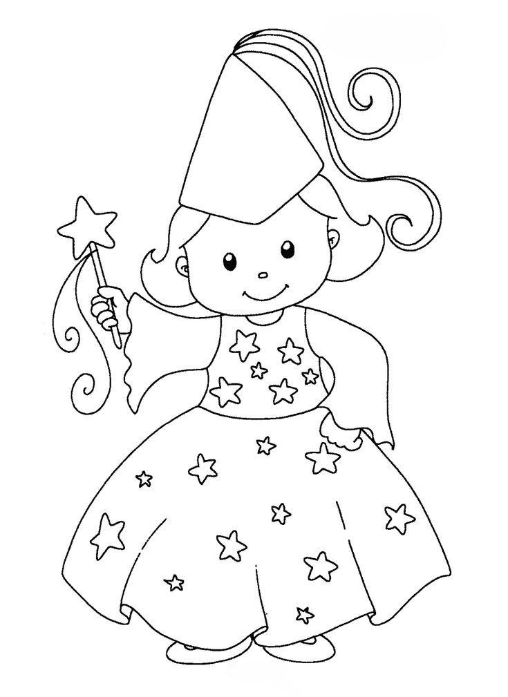 Desenho para imprimir e pintar de uma garota fantasiada de princesa para curtir o carnaval.