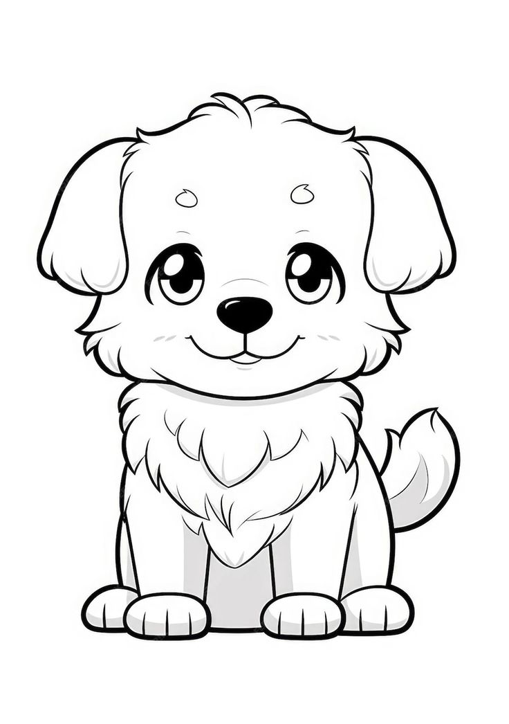 Desenho de um cachorrinho filhote muito fofo para colorir