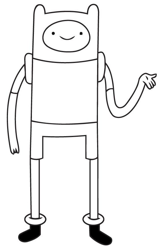 Desenho do Finn de Hora de Aventura com seu chapéu icônico, pronto para ser colorido e ganhar vida nova.