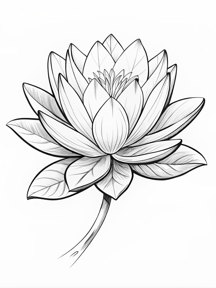 Desenho de uma flor de lili feito com traços realistas para imprimir e pintar
