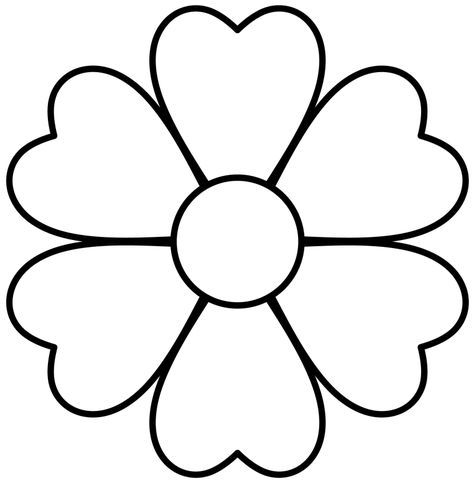 Desenho de uma flor com traços simplificados para colorir, composto por apenas 7 formas. Perfeito para crianças muito novas.