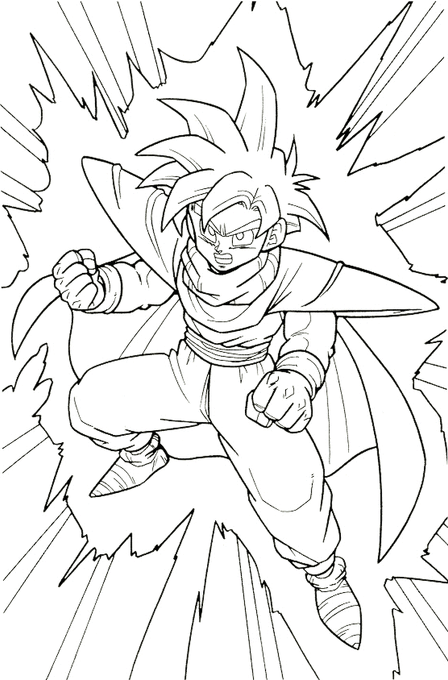 Gohan em forma de Super Saiyajin com aura de energia ao redor, pronto para uma batalha intensa no estilo anime.
