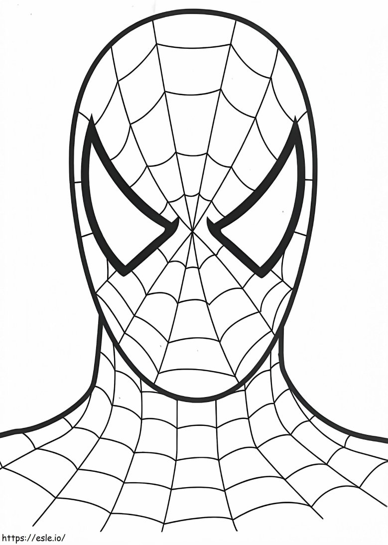Desenho do rosto do Homem-Aranha em estilo cartoon com traço simples para colorir e imprimir.