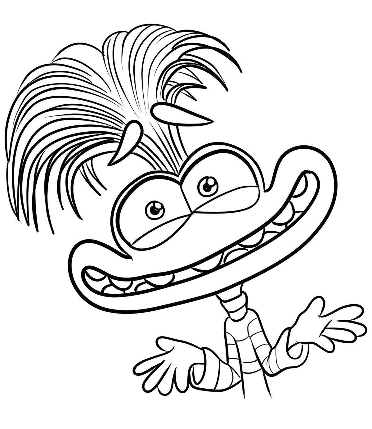 Desenho da Ansiedade do Divertida Mente 2, perfeito para imprimir e colorir. Explore as emoções com a Disney Pixar!