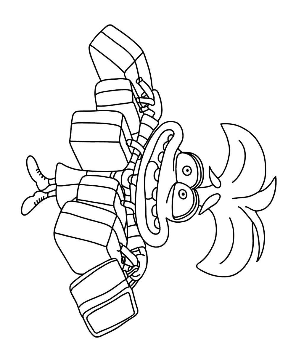 Desenho da Ansiedade de Divertidamente segurando pilhas de compras na padaria para colorir.