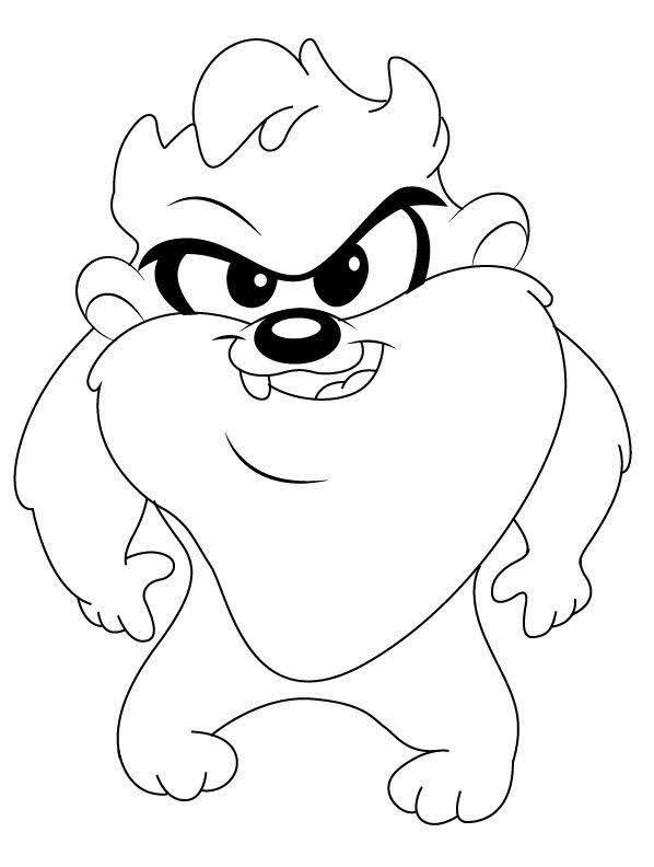 Desenho do Taz dos Baby Looney Tunes pronto para imprimir e colorir.