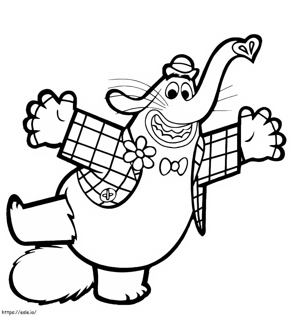 Desenho do Bing Bong, o adorável elefante cor de rosa do filme Divertida Mente, pronto para imprimir e colorir.