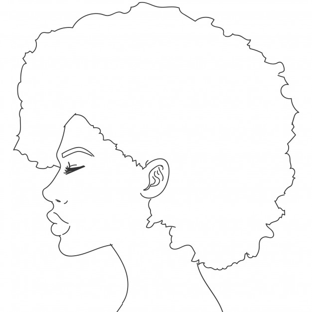 Desenho do rosto de perfil de uma mulher negra com cabelo afro volumoso, para celebrar o Dia da Consciência Negra.