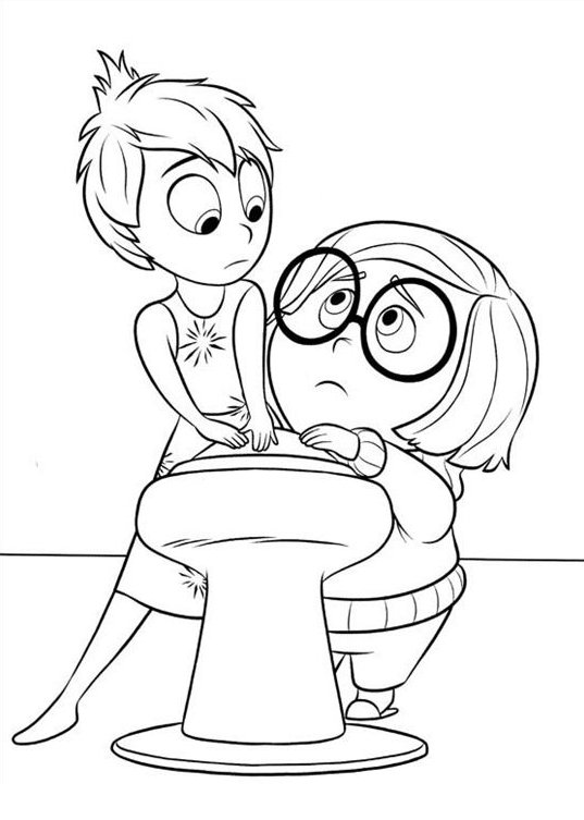 Alegria consolando a Tristeza de Divertida Mente para colorir e imprimir.