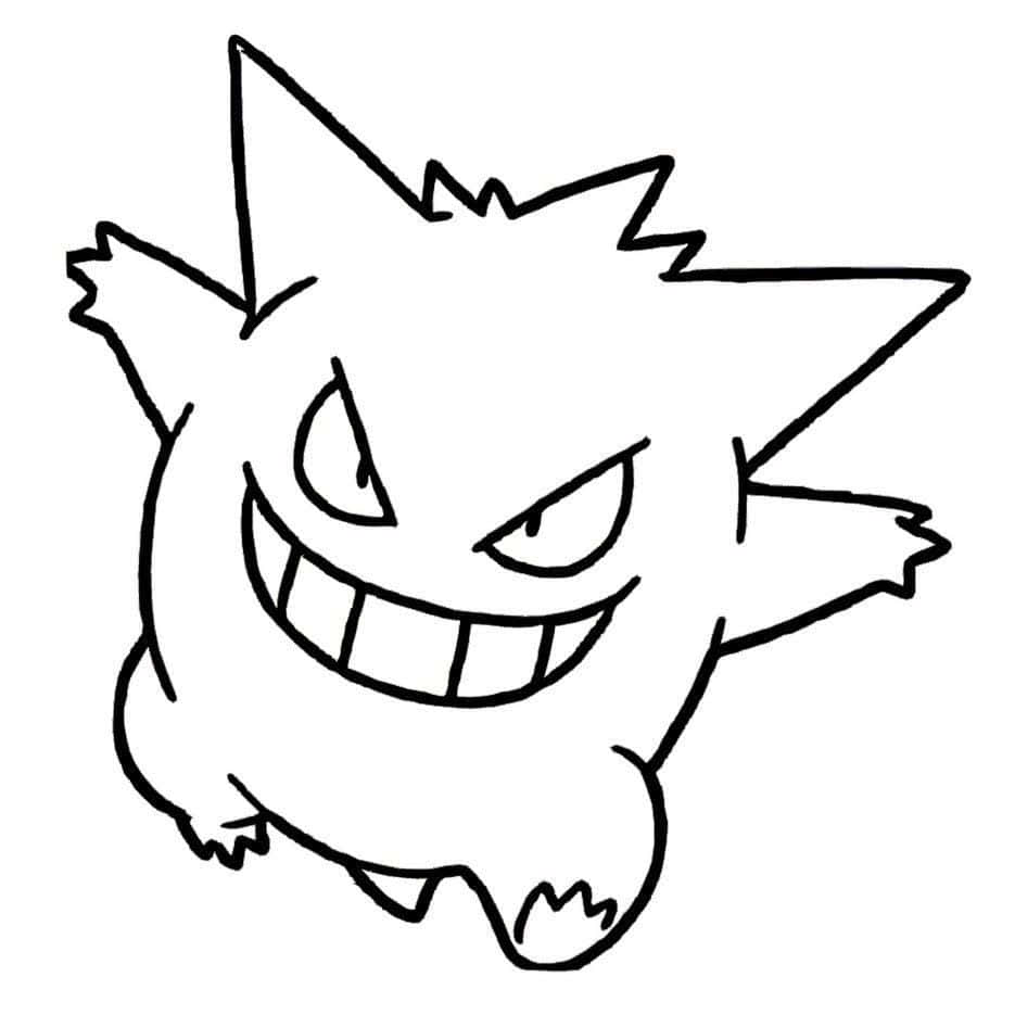 Desenho do Gengar, o Pokémon roxo com espinhos, pronto para imprimir e encher de cor e alegria.