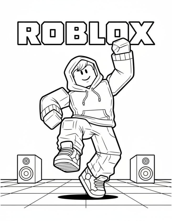 Desenho do Goulart do Roblox em estilo de desenho animado para imprimir e colorir.