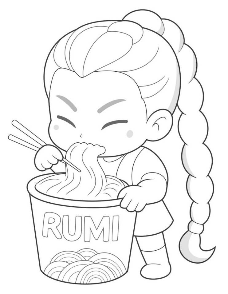 Desenho das Guerreiras K-pop Cyberpunk com moda futurista e atitude rebelde, prontas para colorir e imprimir.