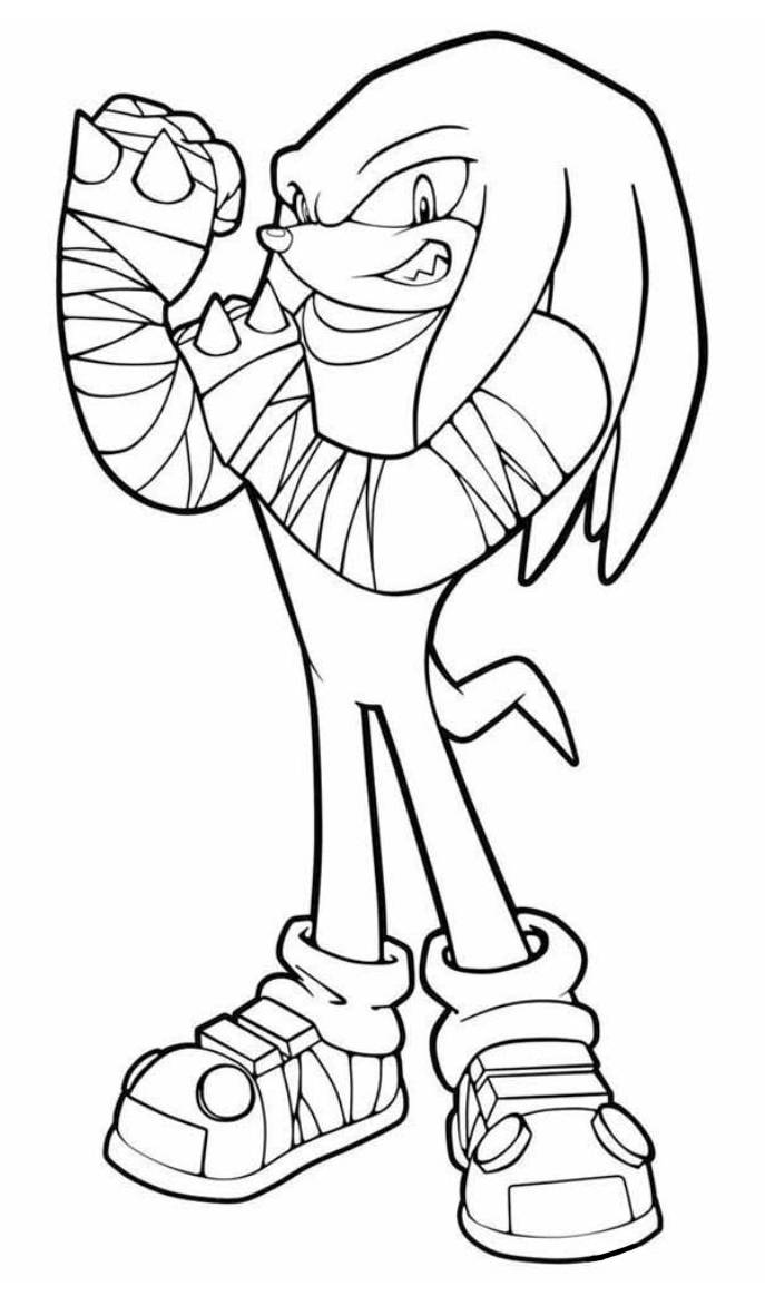 Desenho do Knuckles do Sonic Boom com bandagens para imprimir e colorir.