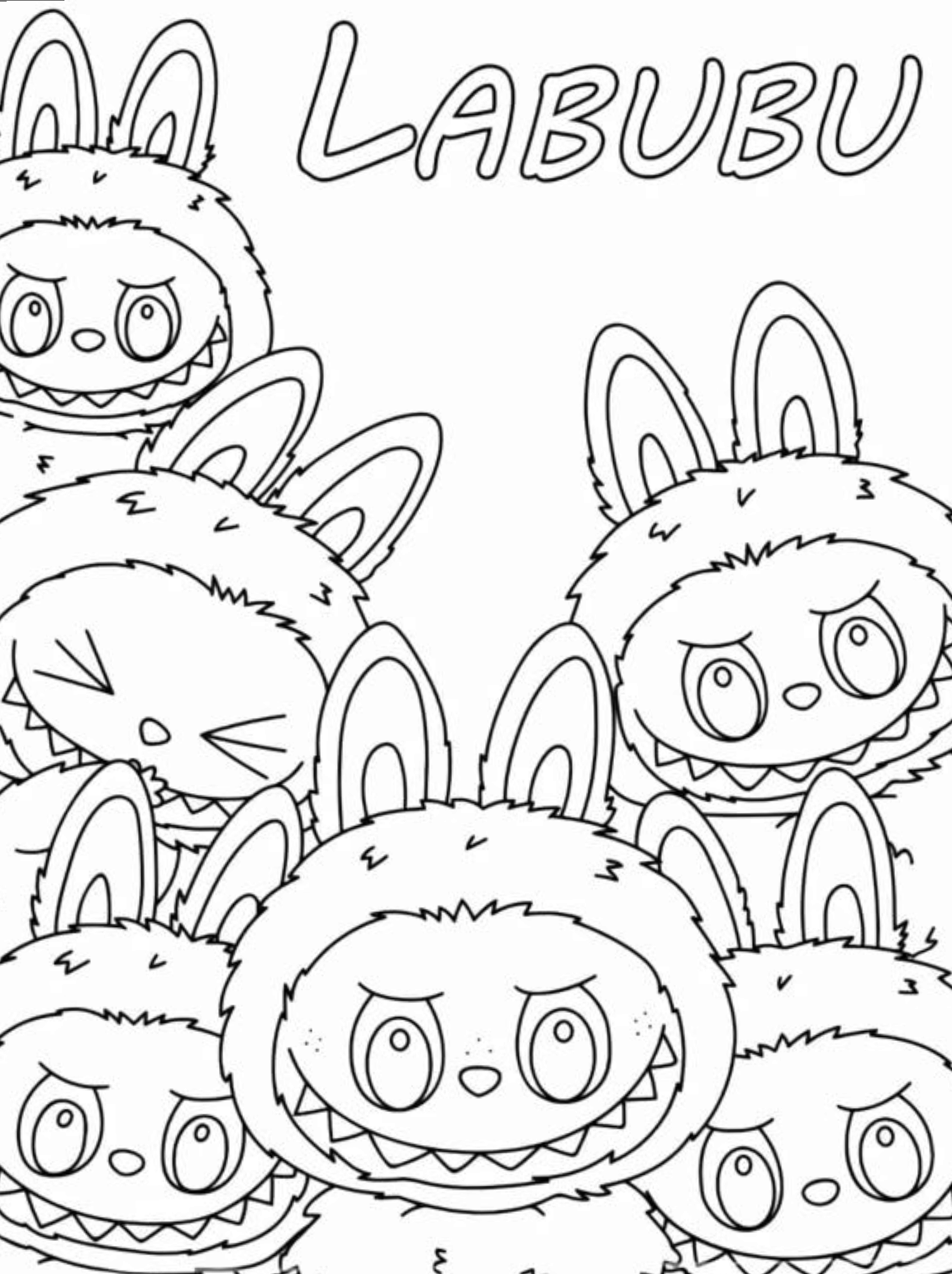 Desenho fofo do Labubu para imprimir e colorir. Solte a imaginação e dê vida a essa criatura adorável!