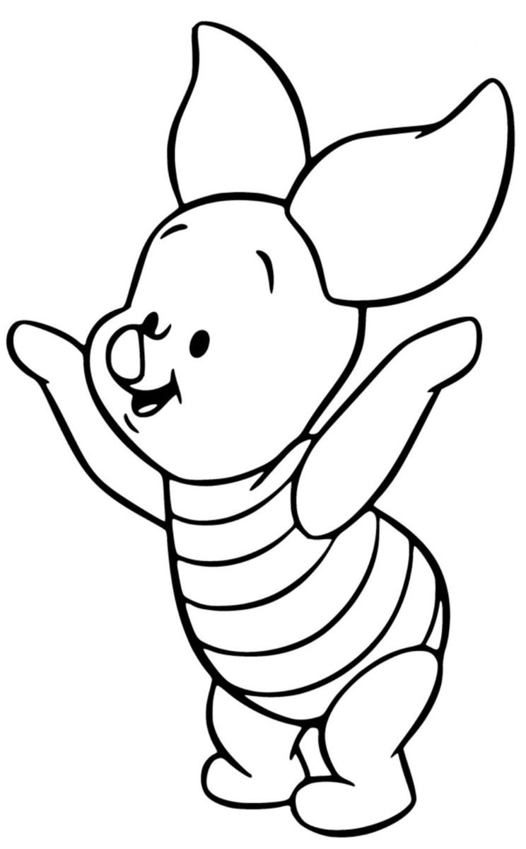 Desenho do Leitão do Ursinho Pooh com camisa listrada para imprimir e colorir.
