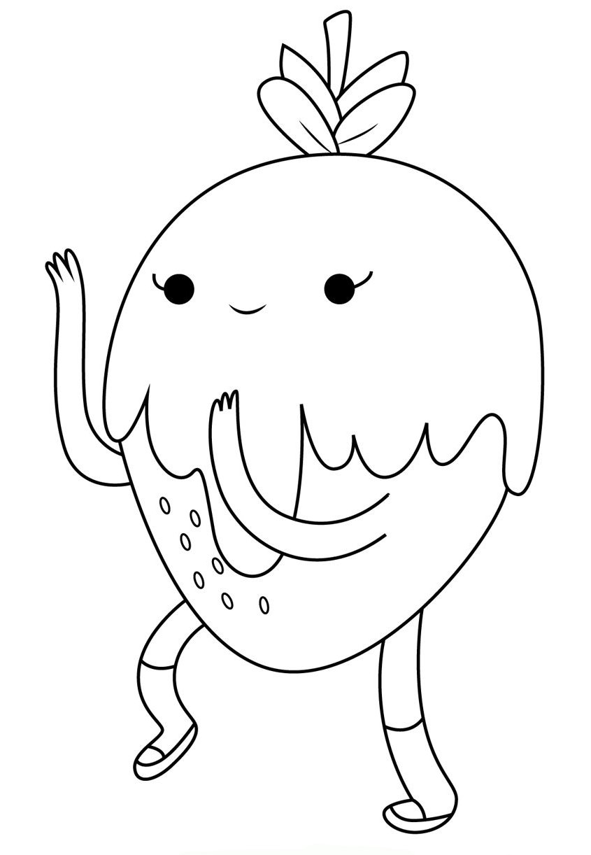 Desenho da Moranguete do Reino dos Doces com seu sorriso encantador, perfeita para despertar a criatividade e alegria das crianças.