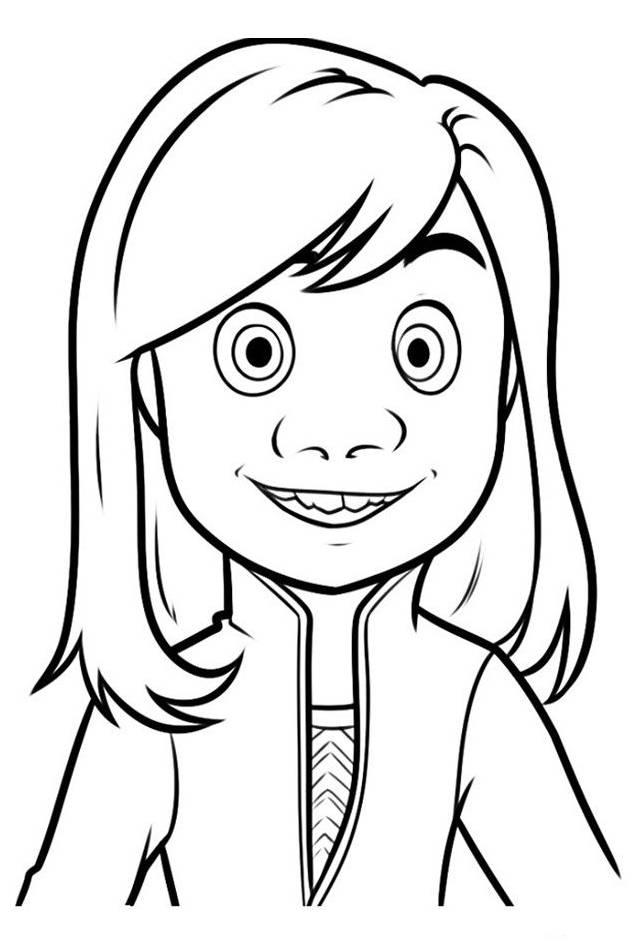 Desenho de Riley Divertidamente com um sorriso contagiante, pronta para colorir e espalhar alegria.