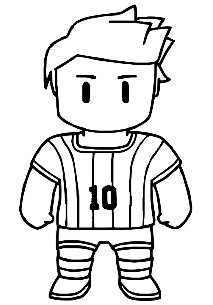Desenho de um jogador de futebol do Roblox vestindo a camisa 10 para imprimir e colorir.