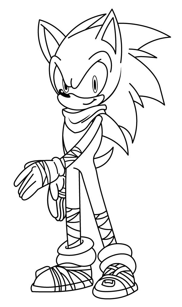 Desenho do Sonic Boom em pose de ação para imprimir e colorir.