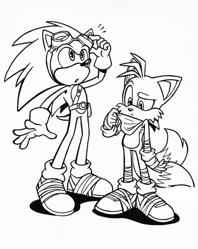 Desenho do Sonic e Tails voando juntos para imprimir e colorir.