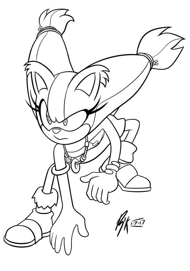 Desenho da Sticks do Sonic Boom com colar e pulseira para imprimir e colorir.