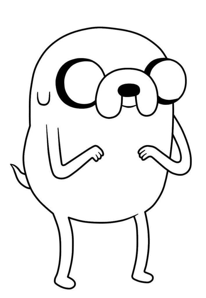 Desenho do Jake de Hora de Aventura com olhos grandes e expressão amigável para colorir e imprimir.