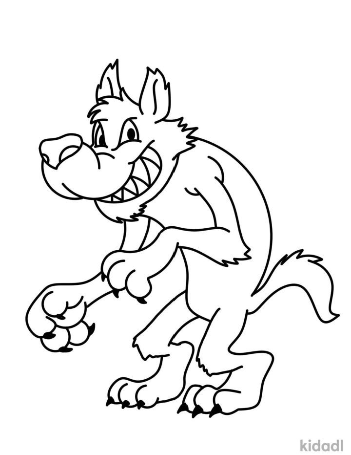 Desenho do Lobo Mau do conto infantil da Chapeuzinho Vermelho para colorir e imprimir