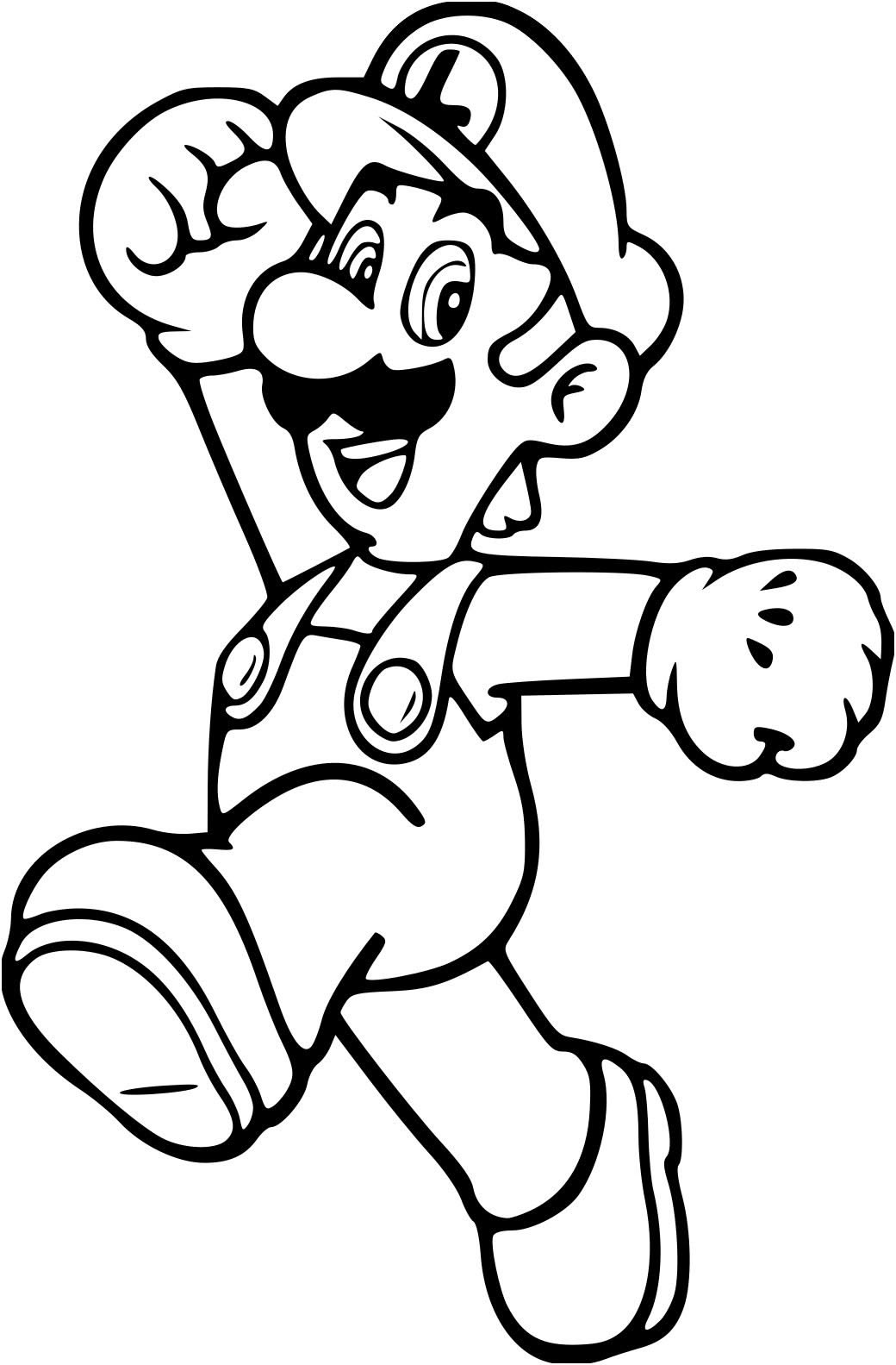 Luigi do Mario Bros correndo animado com um sorriso no rosto