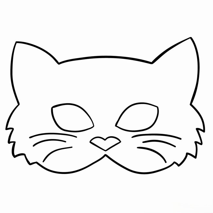 Desenho de uma máscara de gato de carnaval para imprimir e colorir.