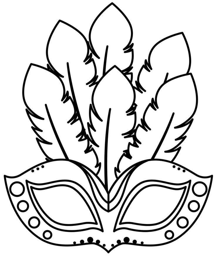 Desenho de uma máscara de carnaval para colorir