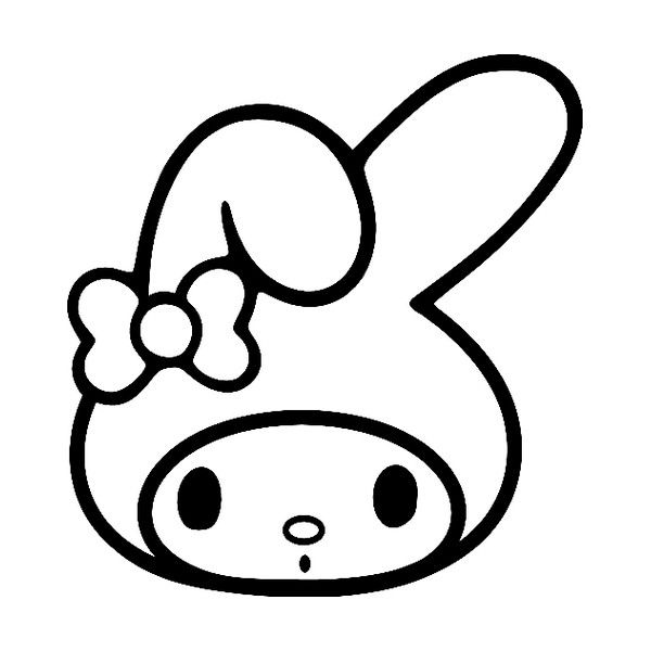 Desenho fofo da My Melody, a coelhinha da Sanrio, em estilo kawaii para imprimir e colorir.