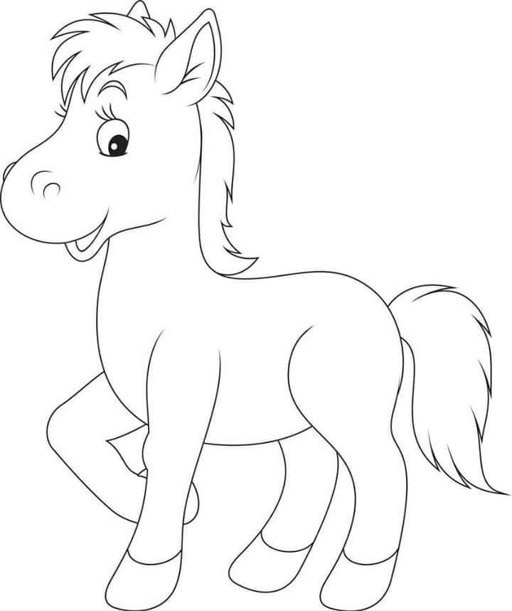 Desenho do Pé de Pano, o cavalo do Pica Pau, em estilo cartoon com traços simples e expressivos para colorir e imprimir.
