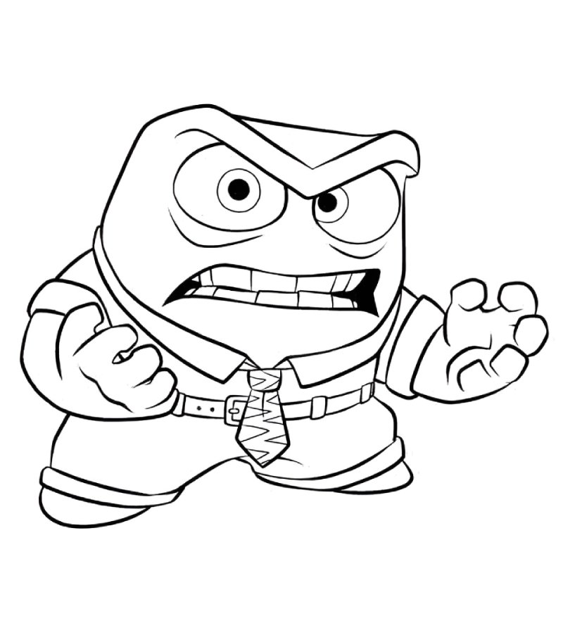 Personagem Raiva do filme Divertida Mente para colorir. Ele está muito bravo e pronto para ser pintado!