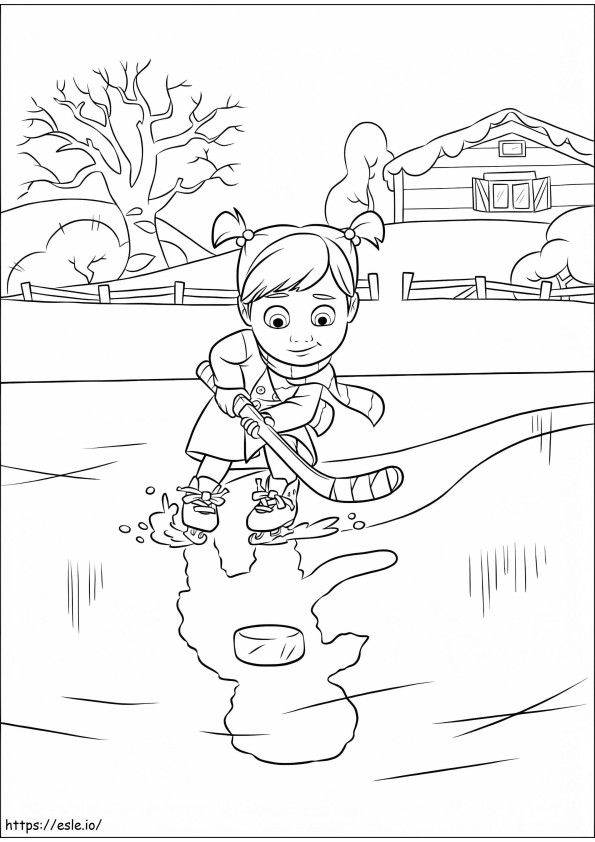 Desenho da Riley do filme Divertidamente praticando Hóquei no gelo para colorir