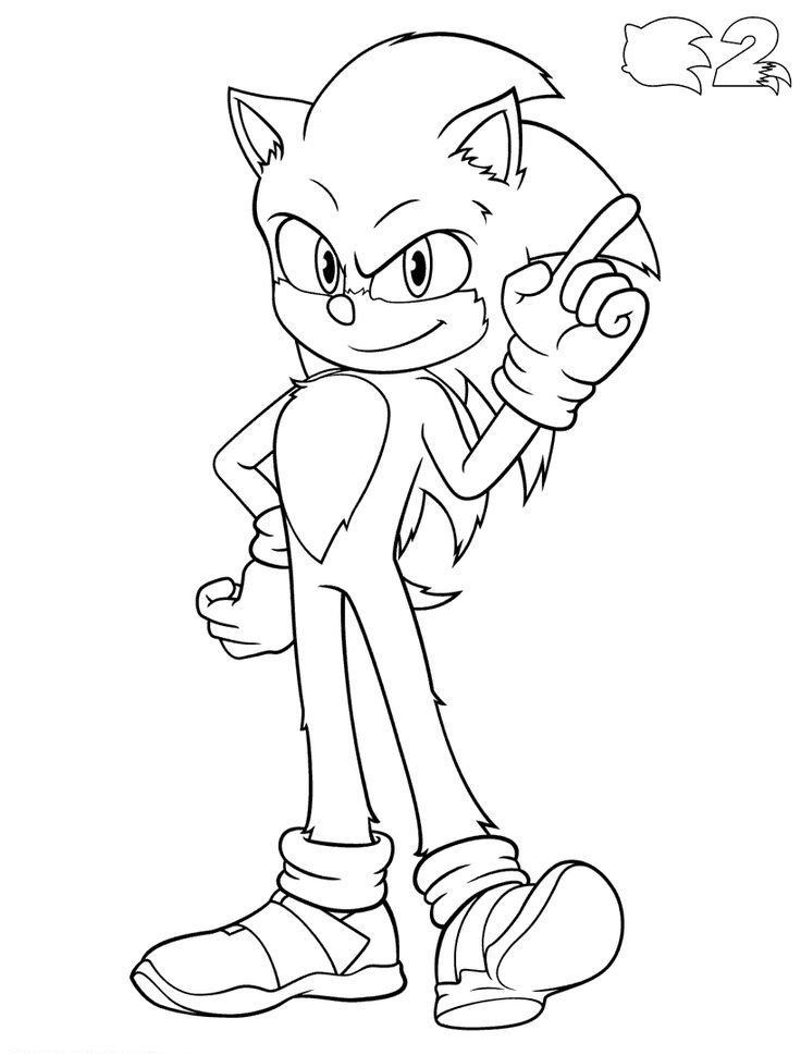 Desenho do Sonic 2 em pose clássica, ideal para fãs colorirem e se divertirem com o ouriço azul mais famoso!