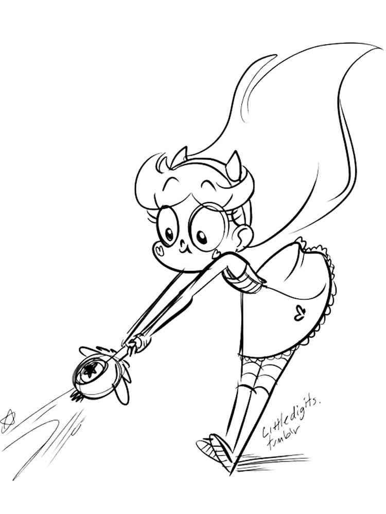 Star Butterfly do desenho Star vs as Forças do Mal em pose dinâmica segurando sua varinha mágica enquanto usa um feitiço.