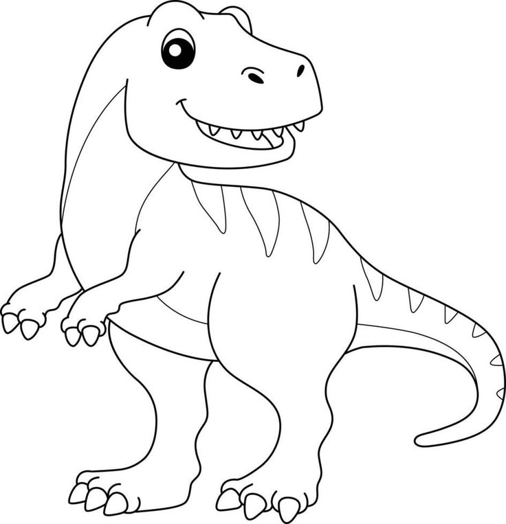 T-Rex sorrindo com listras verticais para colorir e imprimir.