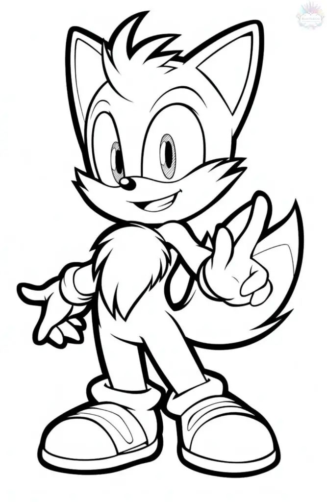 Desenho do Tails, raposa de duas caudas da série Sonic para colorir e imprimir.